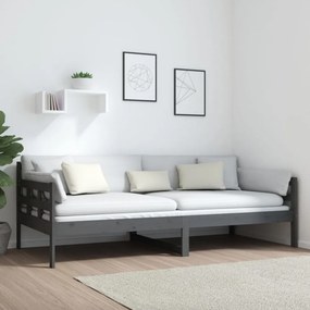 szürke tömör fenyőfa kanapéágy 90x200 cm