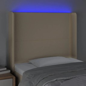 krémszínű szövet LED-es fejtámla 93x16x118/128 cm
