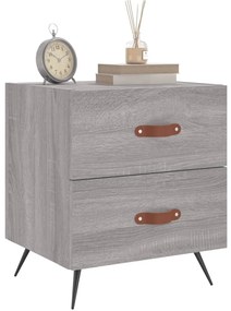 2 db szürke sonoma színű szerelt fa éjjeliszekrény 40x35x47,5cm