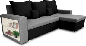 SAMI Kinyitható sarokkanapé Világosszürke/fekete