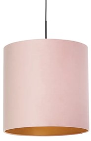 Függesztett lámpa velúr árnyalatú rózsaszínrel, arannyal 40 cm - kombinált