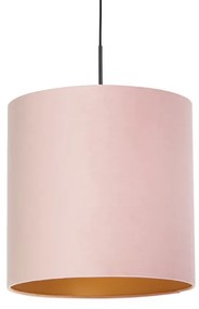 Függőlámpa rózsaszín bársony árnyékolóval aranyozott 40 cm - Combi