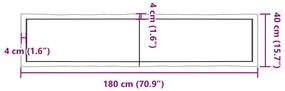 világosbarna kezelt tömör asztallap 180x40x(2-4) cm