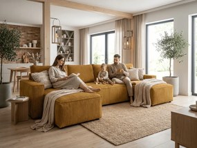 U alakú ülőgarnitúra SMART COSARO 295x140 cm, mustársárga