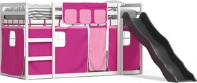 vidaXL rózsaszín emeletes ágy csúszdával és függönnyel 80 x 200 cm