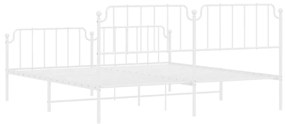 fehér fém ágykeret fej- és lábtámlával 200 x 200 cm