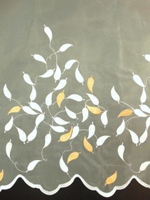 Mg Függöny Levél organza Fehér Hímzés Narancs 120cm 2,3mb Kupon