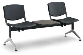 Design műanyag pad, 2 üléses + asztal, fekete