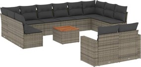 vidaXL 13 részes szürke polyrattan kerti ülőgarnitúra párnákkal