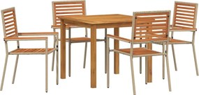 vidaXL Kert étkező szett 5 pcs Bézs Tömör Akácfa