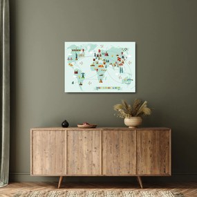 Kép - Térkép műemlékek piktogramjaival (üvegen) (70x50 cm)