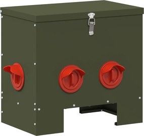 vidaXL Csirke etető Olajzöld 40,5 x 25 x 38 cm Hidegen Hengerelt Acél
