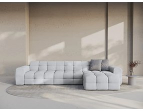 Világosszürke sarokkanapé (jobb oldali-heverő résszel) Kendal – Micadoni