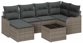 vidaXL Kerti Kanapé Szett párnával 7 pcs Szürke Poli rattan