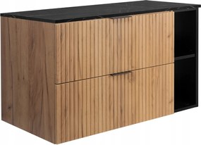 Fürdőszoba szekrény mosdó alá 80 tölgy fekete faragott frontok asztallap márvány