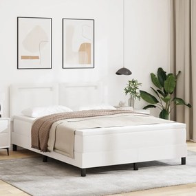 Boxspringágy Matracokkal Fehér 160 x 200 cm, Műbőr