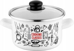 Fehér Konyhai Zománcos Edény, Egyenes Oldalú, Indukciós, 16cm, 2,1L, Zománc Lengyel