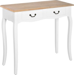 HOMCOM Vintage Konzolasztal 2 Fiókkal, Retro Design Előszobába, Hallba, Nappaliba, Hálószobába, Fenyő, 87x34x78,5 cm, Fehér | Aosom