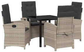 Kert étkező szett 5 pcs Világosszürke polirattan