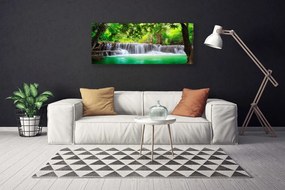 Vászonkép nyomtatás Vízesés Lake Forest Nature 100x50 cm