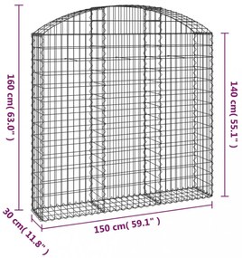 íves horganyzott vas gabion kosár 150x30x140/160 cm