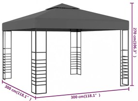 antracitszürke kerti pavilon 3 x 3 m
