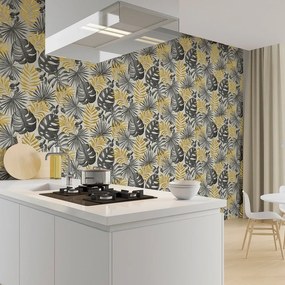 Arthouse Signature 2 Jungle Wall arany-fekete leveles texturált vinyl tapéta – 297105