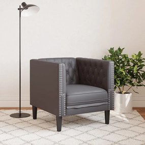 szürke műbőr Chesterfield kanapéfotel