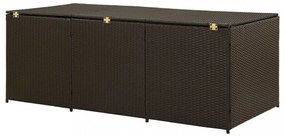 barna polyrattan kerti tárolóláda 180 x 90 x 70 cm