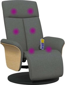 vidaXL sötétszürke szövet dönthető masszázsfotel lábtartóval