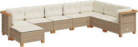 vidaXL 8 részes bézs polyrattan kerti ülőgarnitúra párnával