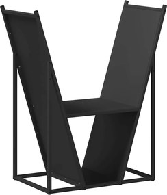 vidaXL fekete hidegen hengerelt acél tűzifatároló 69,5x35x81 cm