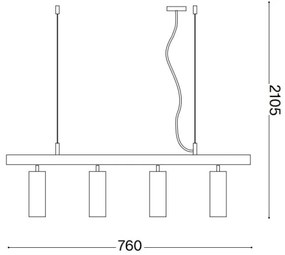 Ideal Lux - LED Csillár zsinóron DYNAMITE 4xGU10/7W/230V CRI 90 fekete
