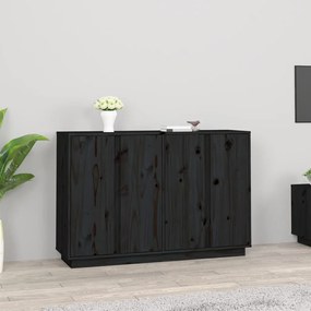 fekete tömör fenyőfa tálalószekrény 120x35x80 cm