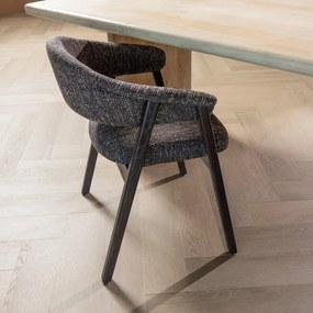 Sötétbarna kárpitozott karfás étkezőszék Tunar – WOOOD