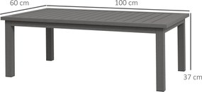 Outsunny Téglalap alakú Kávézó Asztal Kert Asztal Rácsozott Felsőrésszel Beltéri / Kültéri Használatra, Alumínium, Barna, 100L x 60W x 37H cm | Aosom