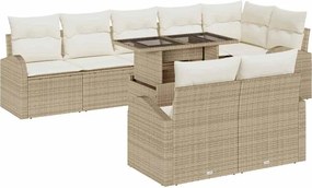 vidaXL Kerti Kanapé Szett tárolóval 9 pcs Beige és krém polirattan