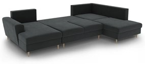 Sötétszürke bársony kinyitható tárolóhelyes sarokkanapé (jobb oldali-U alakú) Kyoto – Cosmopolitan Design