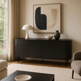 Ovális Komód Fekete Színben. BECK 200 cm.