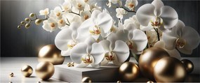 Kép - Orchidea és aranygolyók (120x50 cm)