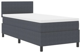 Box Spring Ágy Matrac Sötétszürke Egyszemélyes Kordbársony Textil