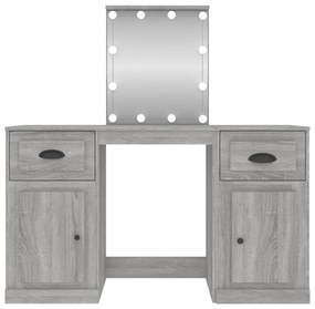 szürke sonoma színű fésülködőasztal LED-del 130x50x132,5 cm