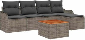 vidaXL Kerti Kanapé Szett tárolóval 6 pcs Szürke polirattan