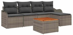 vidaXL Kerti Kanapé Szett tárolóval 6 pcs Szürke polirattan