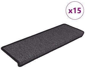 15 db szizál hatású antracitszürke lépcsőszőnyeg 65x21x4 cm