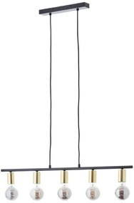 Brilliant - KERRY kábeles csillár 5xE27/40W/230V fekete/sárgaréz