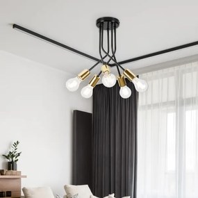 Csillár rúdon PRIYA 5xE27/15W/230V fekete