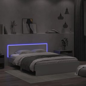 fehér ágykeret fejtámlával és LED-del 150 x 200 cm