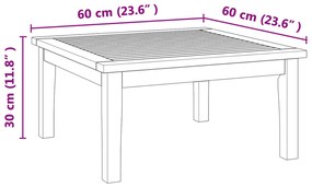 Kerti Asztal 60x60x30 cm Tömbfa Teak