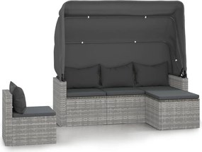 vidaXL 4 részes szürke polyrattan kerti ülőgarnitúra párnákkal